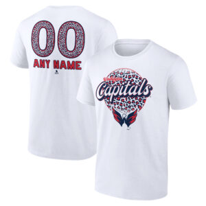 Unisex Fanatics Branded White Washington Capitals Personalized Name & Number Leopard Print T-Shirt